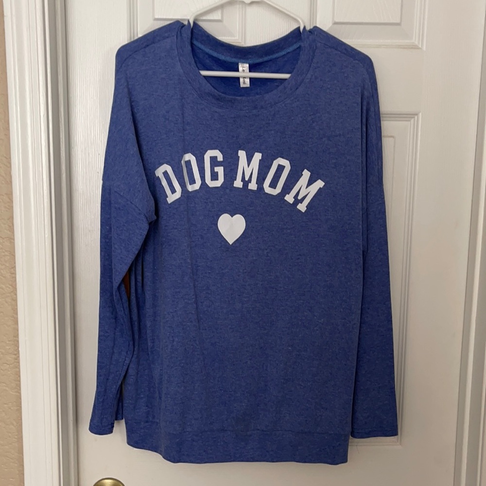Dog Mom crew neck blue sweatshirt, XL